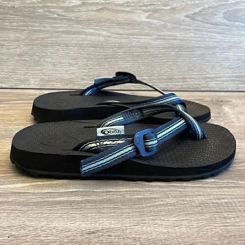 Oboz Dyno Women’s Size 10 Black Blue Toe Loop Strap Flip Flop Sandals